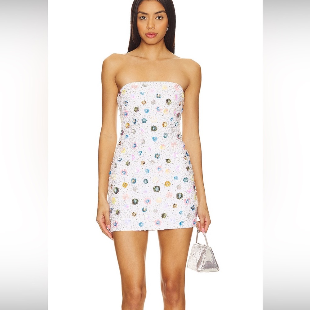 Sequin Embellished White Dress